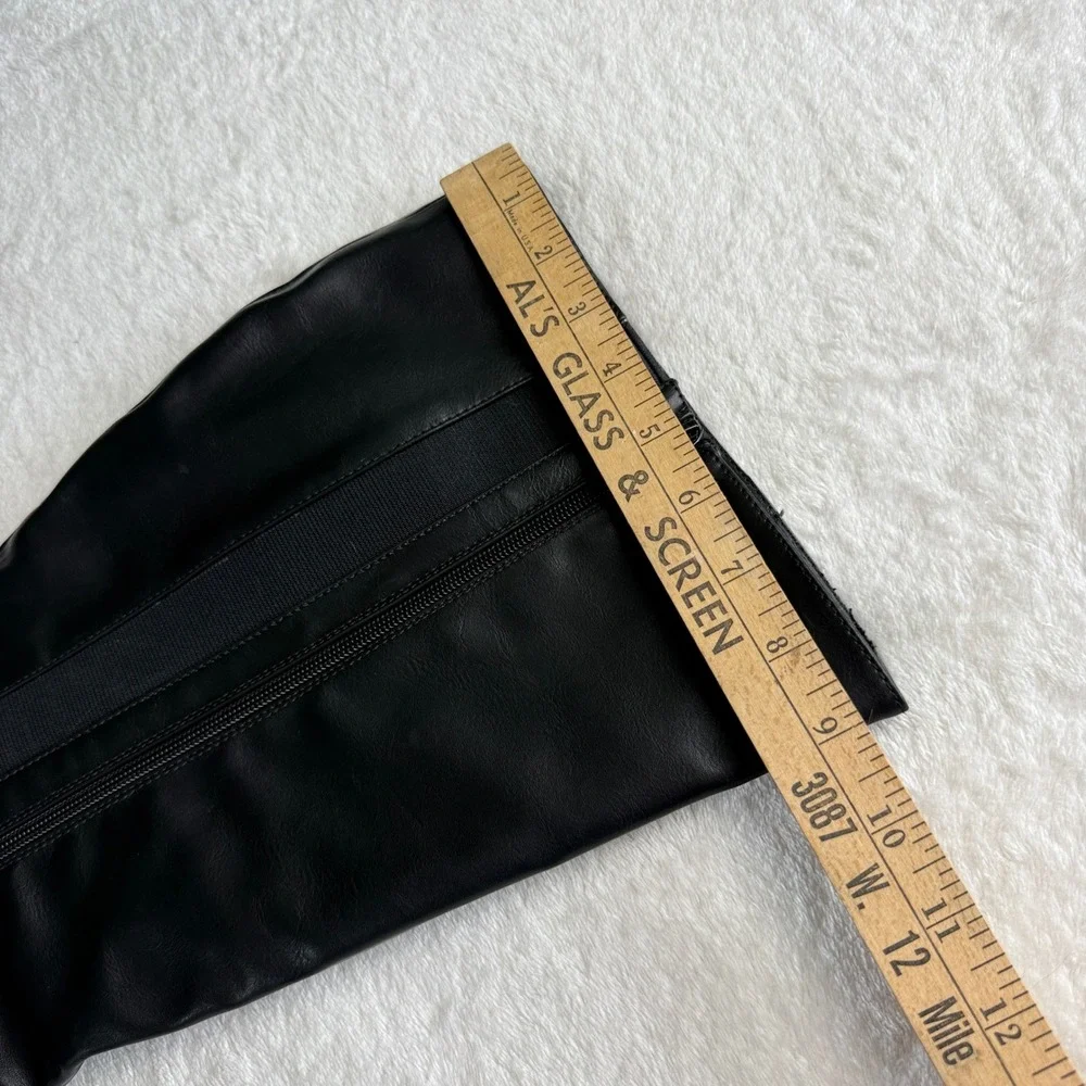 Lane Bryant Womens 9W Black Knee High Block Heel Boots Stretch Zip Wide Width